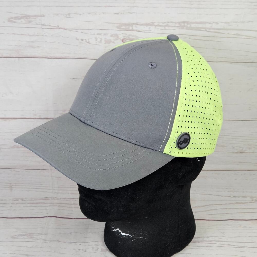 John Boy Performance Hi Viz Cap Adjustable Grey Neon Yellow Perforated Trucker